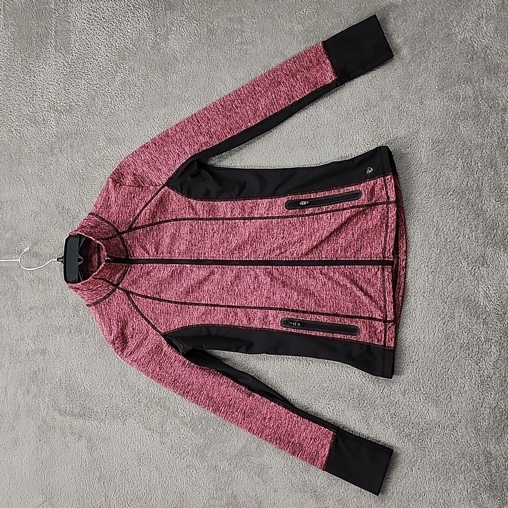 Dunnes Stores Womens Pink Black Performance Sport Geometric Jacket Size 8 Zip